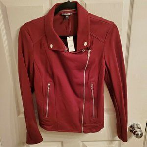 EXPRESS BURGUNDY WINE MOTO JACKET SIZE L